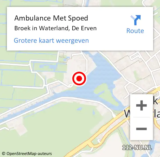 Locatie op kaart van de 112 melding: Ambulance Met Spoed Naar Broek in Waterland, De Erven op 6 april 2021 22:31