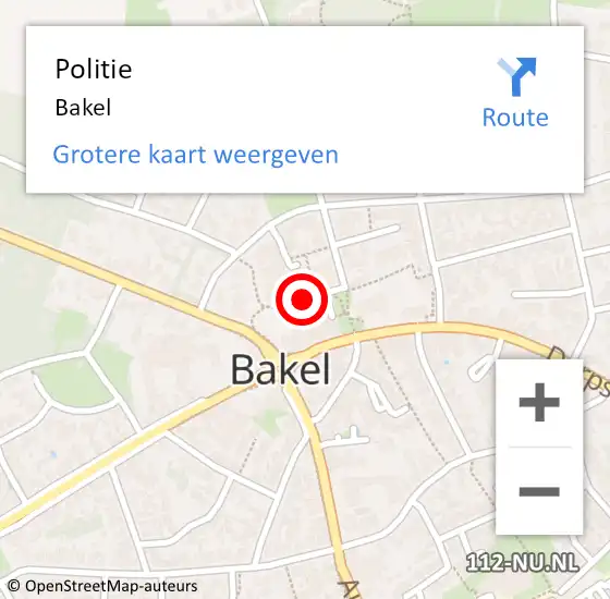 Locatie op kaart van de 112 melding: Politie Bakel op 6 april 2021 22:40