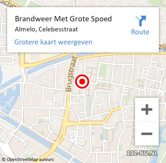 Locatie op kaart van de 112 melding: Brandweer Met Grote Spoed Naar Almelo, Celebesstraat op 7 april 2021 00:15