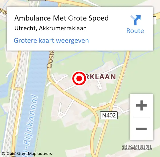 Locatie op kaart van de 112 melding: Ambulance Met Grote Spoed Naar Utrecht, Akkrumerraklaan op 7 april 2021 02:37