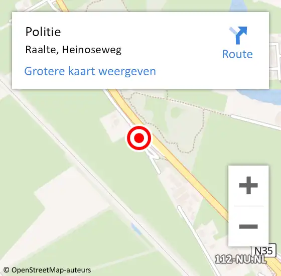 Locatie op kaart van de 112 melding: Politie Raalte, Heinoseweg op 7 april 2021 06:56