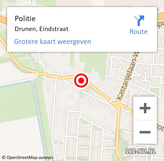 Locatie op kaart van de 112 melding: Politie Drunen, Eindstraat op 7 april 2021 07:33