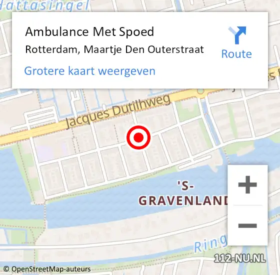Locatie op kaart van de 112 melding: Ambulance Met Spoed Naar Rotterdam, Maartje Den Outerstraat op 7 april 2021 07:57