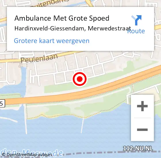 Locatie op kaart van de 112 melding: Ambulance Met Grote Spoed Naar Hardinxveld-Giessendam, Merwedestraat op 7 april 2021 08:25