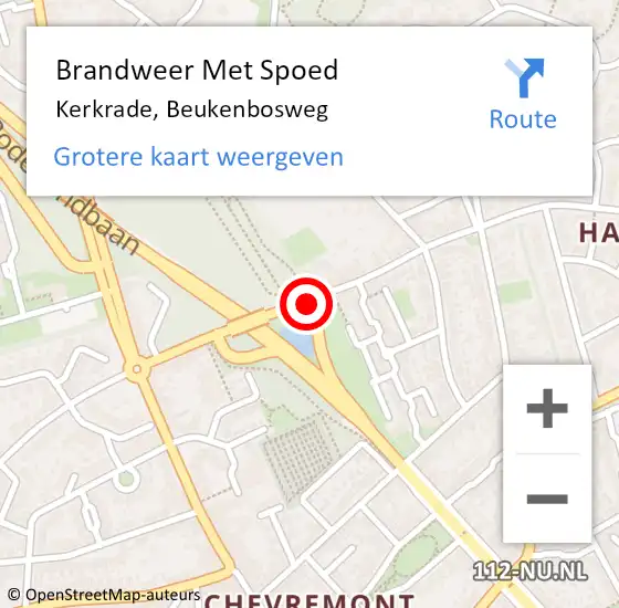 Locatie op kaart van de 112 melding: Brandweer Met Spoed Naar Kerkrade, Beukenbosweg op 7 april 2021 08:39