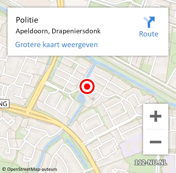 Locatie op kaart van de 112 melding: Politie Apeldoorn, Drapeniersdonk op 7 april 2021 08:50