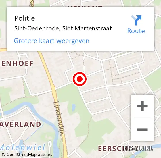 Locatie op kaart van de 112 melding: Politie Sint-Oedenrode, Sint Martenstraat op 7 april 2021 09:04