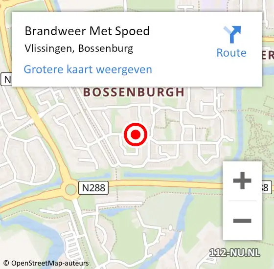 Locatie op kaart van de 112 melding: Brandweer Met Spoed Naar Vlissingen, Bossenburg op 7 april 2021 09:45