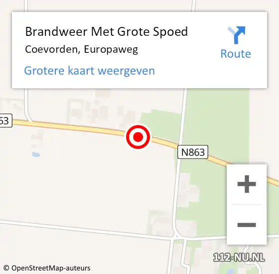 Locatie op kaart van de 112 melding: Brandweer Met Grote Spoed Naar Coevorden, Europaweg op 7 april 2021 10:00