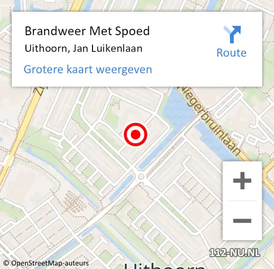 Locatie op kaart van de 112 melding: Brandweer Met Spoed Naar Uithoorn, Jan Luikenlaan op 7 april 2021 10:03