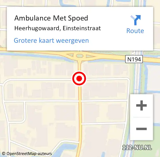 Locatie op kaart van de 112 melding: Ambulance Met Spoed Naar Heerhugowaard, Einsteinstraat op 7 april 2021 10:58