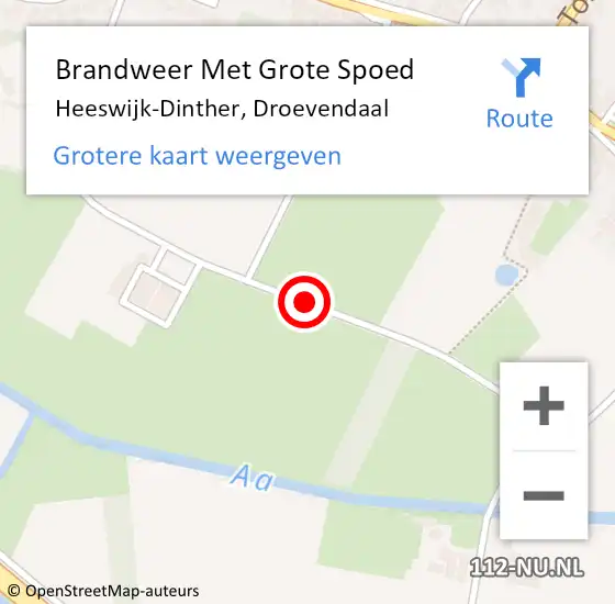 Locatie op kaart van de 112 melding: Brandweer Met Grote Spoed Naar Heeswijk-Dinther, Droevendaal op 7 april 2021 12:09