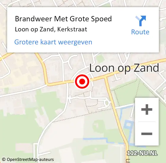 Locatie op kaart van de 112 melding: Brandweer Met Grote Spoed Naar Loon op Zand, Kerkstraat op 7 april 2021 13:27