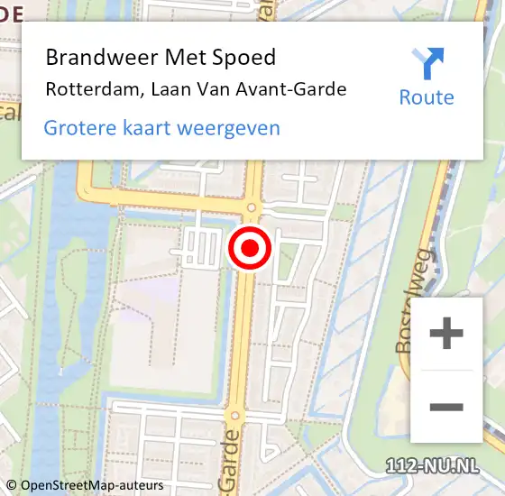 Locatie op kaart van de 112 melding: Brandweer Met Spoed Naar Rotterdam, Laan Van Avant-Garde op 7 april 2021 13:32