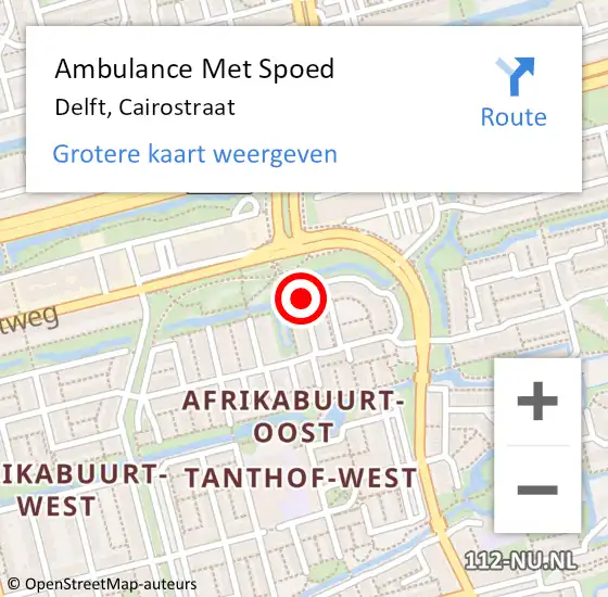 Locatie op kaart van de 112 melding: Ambulance Met Spoed Naar Delft, Cairostraat op 7 april 2021 14:02