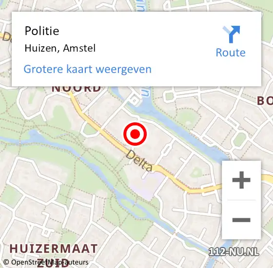 Locatie op kaart van de 112 melding: Politie Huizen, Amstel op 7 april 2021 14:25