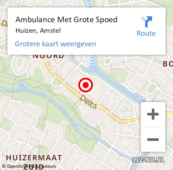 Locatie op kaart van de 112 melding: Ambulance Met Grote Spoed Naar Huizen, Amstel op 7 april 2021 14:28