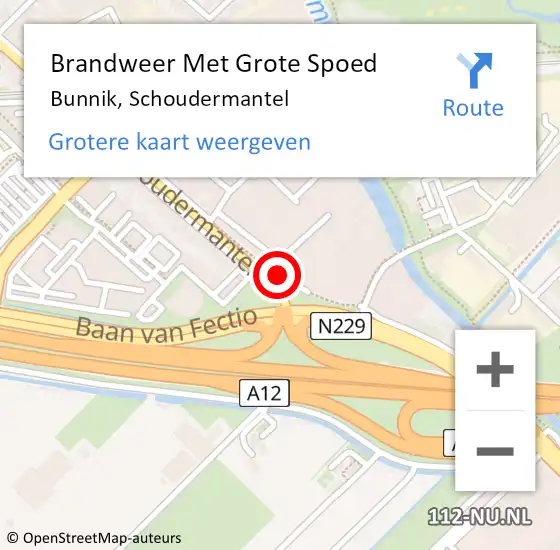 Locatie op kaart van de 112 melding: Brandweer Met Grote Spoed Naar Bunnik, Schoudermantel op 7 juni 2014 08:05