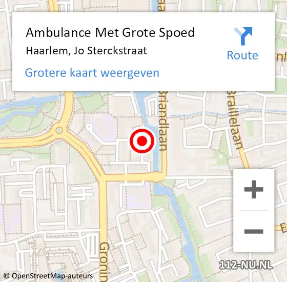 Locatie op kaart van de 112 melding: Ambulance Met Grote Spoed Naar Haarlem, Jo Sterckstraat op 7 april 2021 21:26