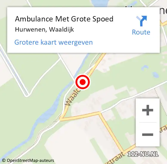 Locatie op kaart van de 112 melding: Ambulance Met Grote Spoed Naar Hurwenen, Waaldijk op 7 april 2021 21:49