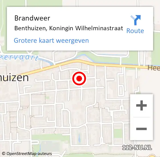 Locatie op kaart van de 112 melding: Brandweer Benthuizen, Koningin Wilhelminastraat op 7 juni 2014 08:55