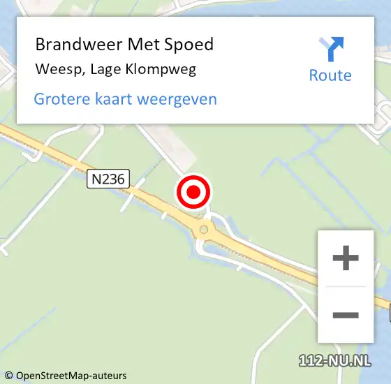 Locatie op kaart van de 112 melding: Brandweer Met Spoed Naar Weesp, Lage Klompweg op 7 april 2021 23:28