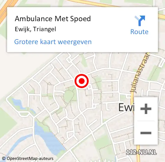 Locatie op kaart van de 112 melding: Ambulance Met Spoed Naar Ewijk, Triangel op 8 april 2021 02:45