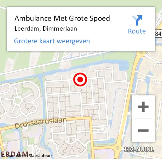 Locatie op kaart van de 112 melding: Ambulance Met Grote Spoed Naar Leerdam, Dimmerlaan op 8 april 2021 04:38