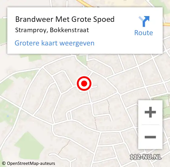 Locatie op kaart van de 112 melding: Brandweer Met Grote Spoed Naar Stramproy, Bokkenstraat op 8 april 2021 05:02