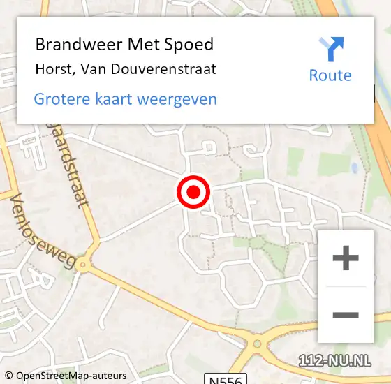 Locatie op kaart van de 112 melding: Brandweer Met Spoed Naar Horst, Van Douverenstraat op 8 april 2021 08:00