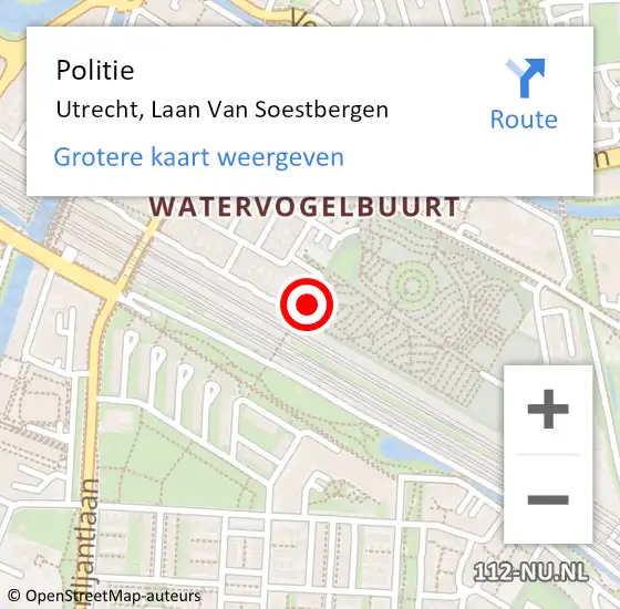 Locatie op kaart van de 112 melding: Politie Utrecht, Laan Van Soestbergen op 8 april 2021 09:03