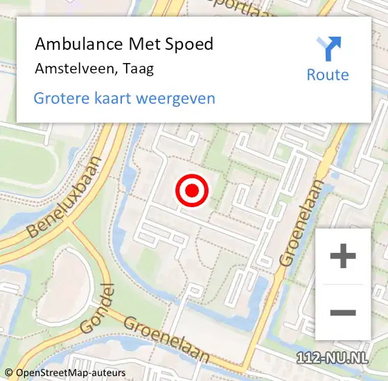 Locatie op kaart van de 112 melding: Ambulance Met Spoed Naar Amstelveen, Taag op 8 april 2021 09:29