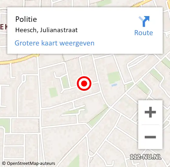 Locatie op kaart van de 112 melding: Politie Heesch, Julianastraat op 8 april 2021 09:58