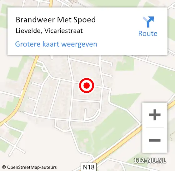 Locatie op kaart van de 112 melding: Brandweer Met Spoed Naar Lievelde, Vicariestraat op 8 april 2021 11:53