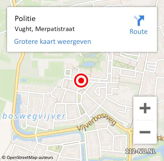 Locatie op kaart van de 112 melding: Politie Vught, Merpatistraat op 8 april 2021 13:06