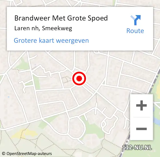 Locatie op kaart van de 112 melding: Brandweer Met Grote Spoed Naar Laren nh, Smeekweg op 8 april 2021 14:20