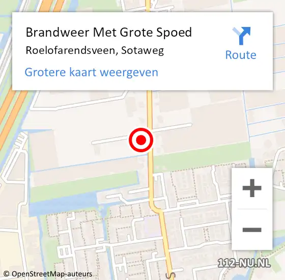 Locatie op kaart van de 112 melding: Brandweer Met Grote Spoed Naar Roelofarendsveen, Sotaweg op 7 juni 2014 10:02