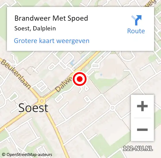 Locatie op kaart van de 112 melding: Brandweer Met Spoed Naar Soest, Dalplein op 8 april 2021 17:04