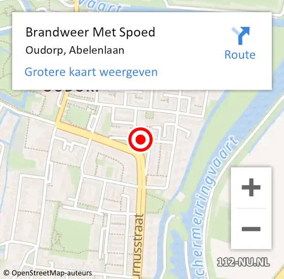 Locatie op kaart van de 112 melding: Brandweer Met Spoed Naar Oudorp, Abelenlaan op 8 april 2021 17:12