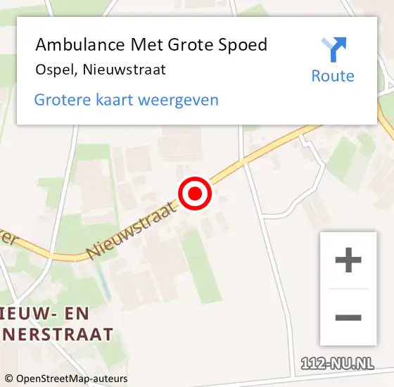 Locatie op kaart van de 112 melding: Ambulance Met Grote Spoed Naar Ospel, Nieuwstraat op 8 april 2021 18:38