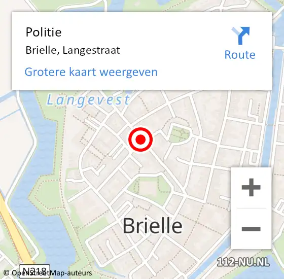 Locatie op kaart van de 112 melding: Politie Brielle, Langestraat op 8 april 2021 18:44