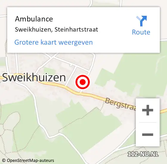 Locatie op kaart van de 112 melding: Ambulance Sweikhuizen, Steinhartstraat op 7 juni 2014 10:19