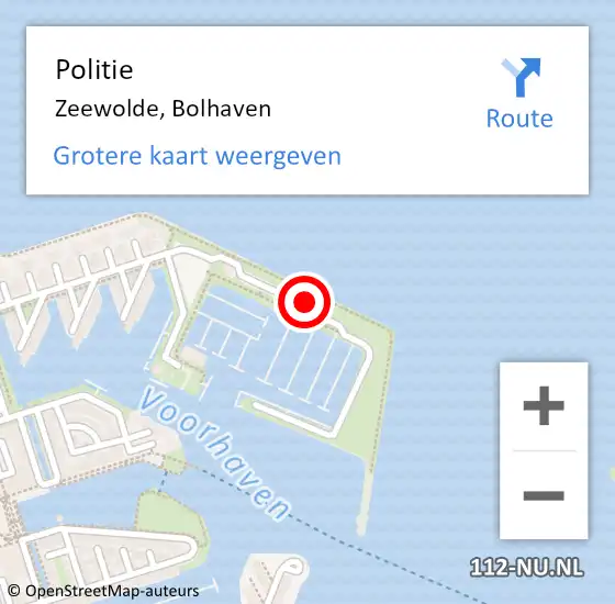 Locatie op kaart van de 112 melding: Politie Zeewolde, Bolhaven op 8 april 2021 18:56