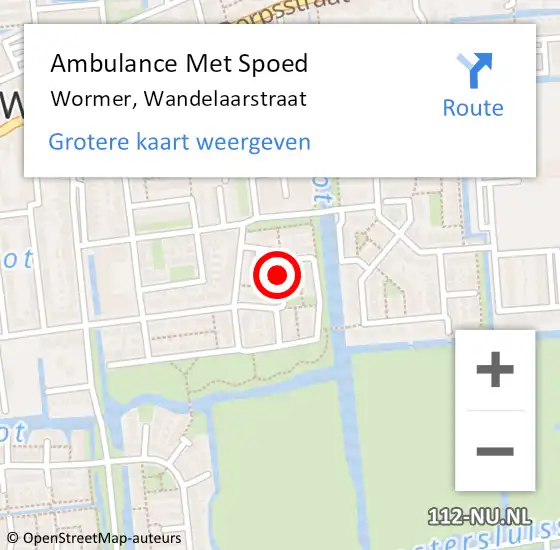 Locatie op kaart van de 112 melding: Ambulance Met Spoed Naar Wormer, Wandelaarstraat op 8 april 2021 19:05