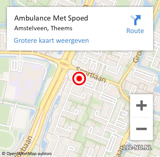 Locatie op kaart van de 112 melding: Ambulance Met Spoed Naar Amstelveen, Theems op 8 april 2021 19:15