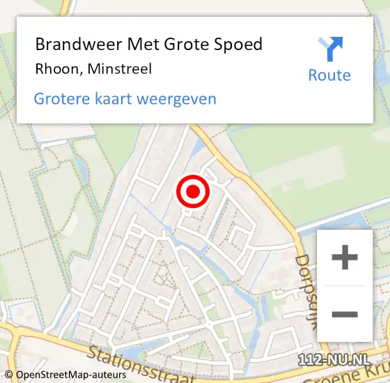 Locatie op kaart van de 112 melding: Brandweer Met Grote Spoed Naar Rhoon, Minstreel op 8 april 2021 19:59