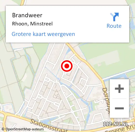 Locatie op kaart van de 112 melding: Brandweer Rhoon, Minstreel op 8 april 2021 21:05