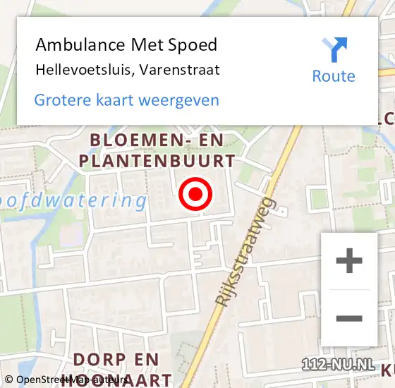 Locatie op kaart van de 112 melding: Ambulance Met Spoed Naar Hellevoetsluis, Varenstraat op 8 april 2021 21:59