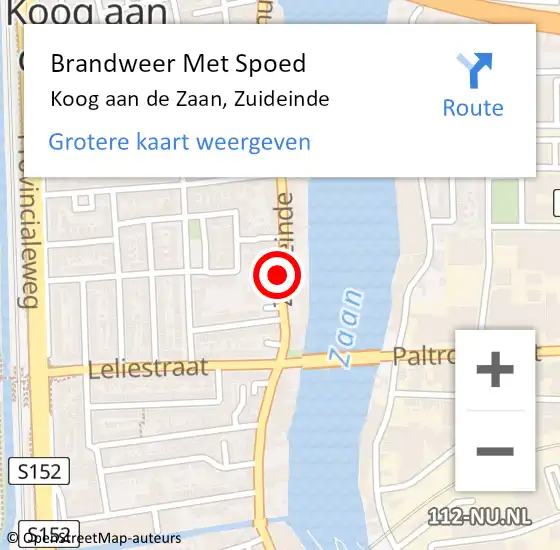 Locatie op kaart van de 112 melding: Brandweer Met Spoed Naar Koog aan de Zaan, Zuideinde op 9 april 2021 00:15