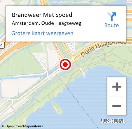 Locatie op kaart van de 112 melding: Brandweer Met Spoed Naar Amsterdam, Oude Haagseweg op 9 april 2021 01:02